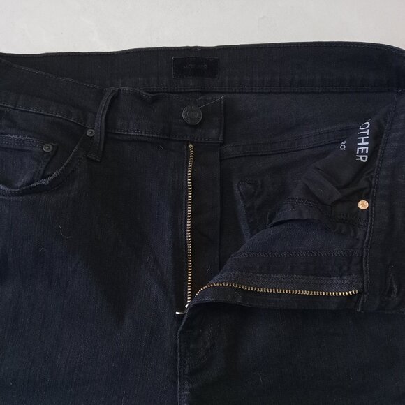 MOTHER Black Cropped Jeans with White Stripes - Picture 8 of 15